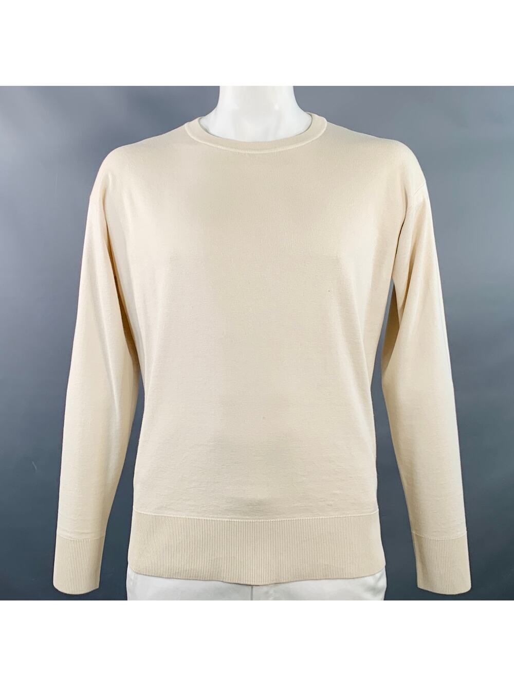 PIACENZA 1733 Size XXXL Cream Silk Cotton Crew Neck Pullover